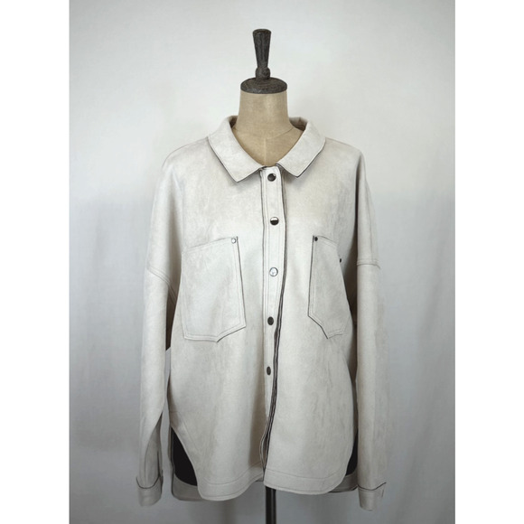 Dear John Jackets & Blazers - NWT Dear John BOUTIQUE Oversized Ivory Faux Suede Jacket / Shacket XL #0252 XL